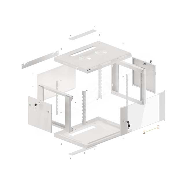 Rack cabinet 19" wall mount 6U 600x450 flat pack with glass door gray V2 Lanberg - Image 5