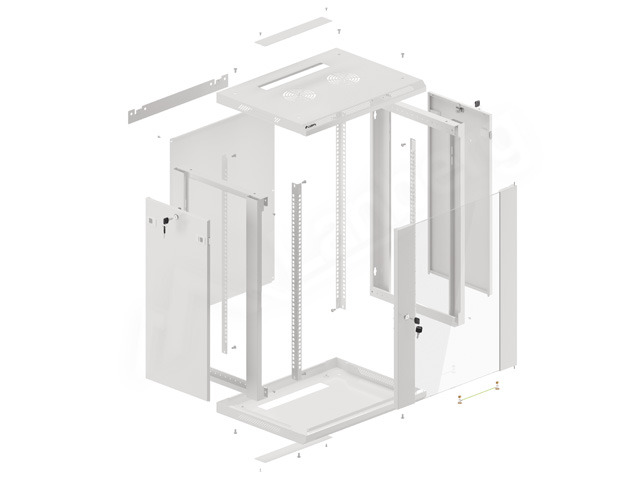 Rack cabinet 19" wall mount 15U 600x450 flat pack with glass door gray V2 Lanberg - Image 5