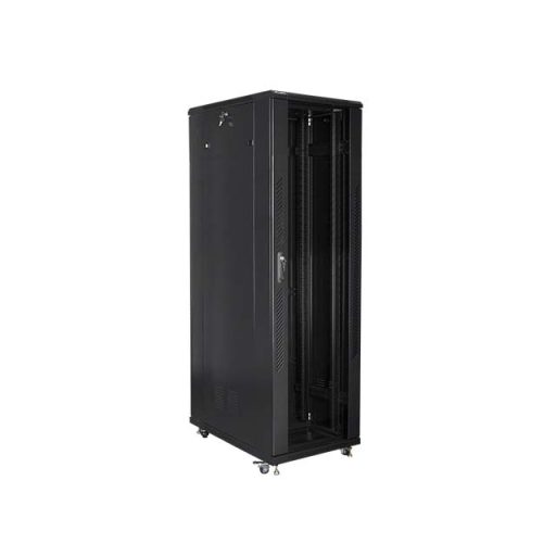 Rack cabinet 19" free standing 42U 800x1000 flat pack with glass door black Lanberg