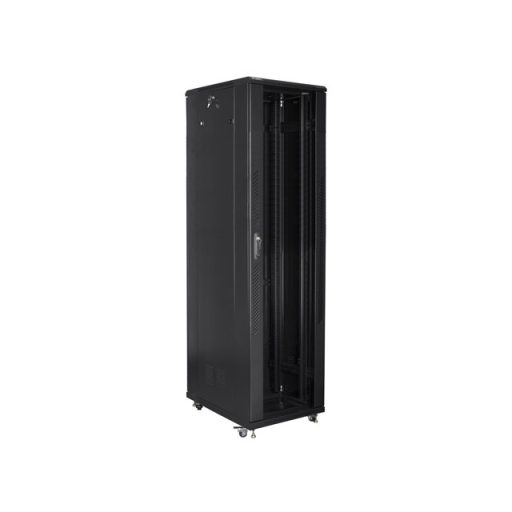 Rack cabinet 19" free standing 37U 800x800 flat pack with glass door black Lanberg
