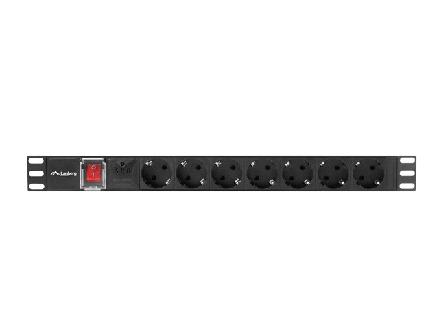 Power distribution unit (PDU) 19" Lanberg 1U 16A 2M 7X schuko outlets black - Image 2