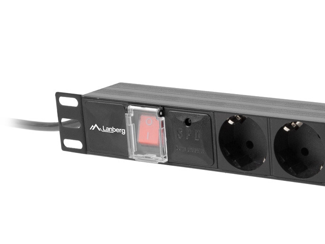 Power distribution unit (PDU) 19" Lanberg 1U 16A 2M 7X schuko outlets black - Image 4