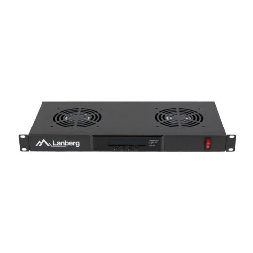 19" Fan unit / ventilation panel with LCD 2 fans + thermostat 230V black Lanberg