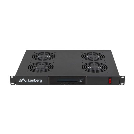19" Fan unit / ventilation panel with LCD 4 fans + thermostat 230V black Lanberg