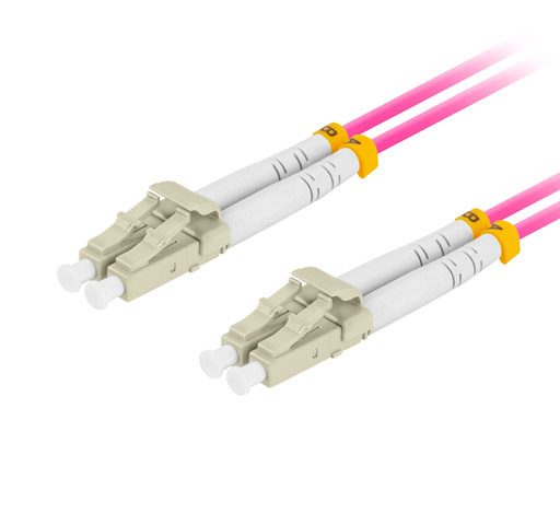 Fiber optic patchcord MM LC/UPC-LC/UPC duplex 20m LSZH OM4 50/125 3.0mm violet Lanberg
