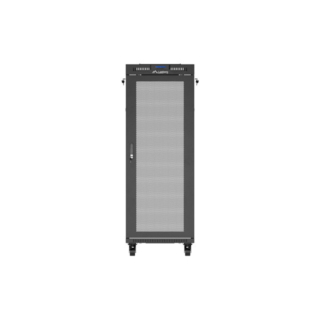 Rack cabinet 19" free standing 32U 600x800 flat pack with glass door LCD black Lanberg - Image 2