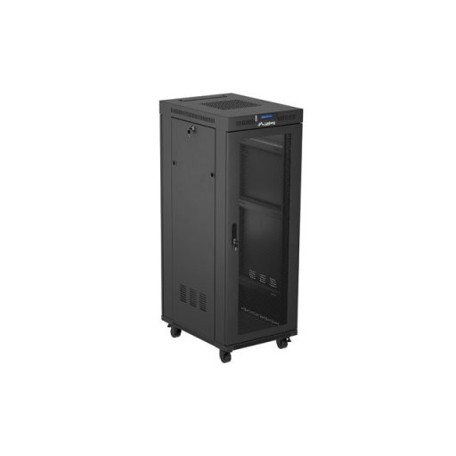 Rack cabinet 19" free standing 32U 600x800 flat pack with glass door LCD black Lanberg