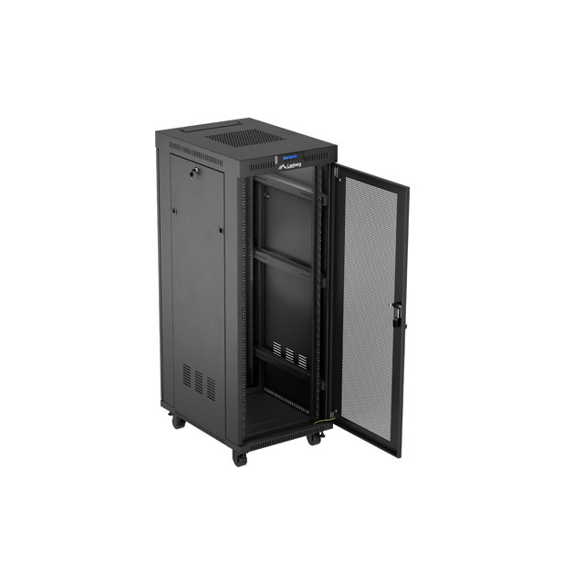 Rack cabinet 19" free standing 32U 600x800 flat pack with glass door LCD black Lanberg - Image 4