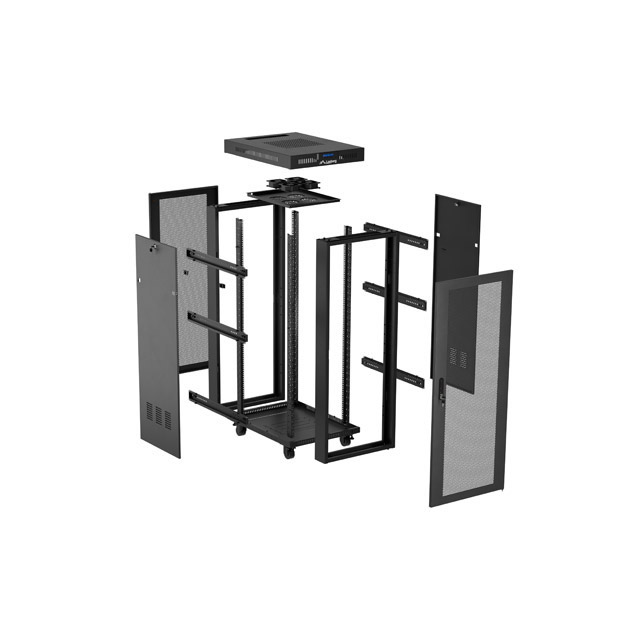 Rack cabinet 19" free standing 32U 600x800 flat pack with glass door LCD black Lanberg - Image 5